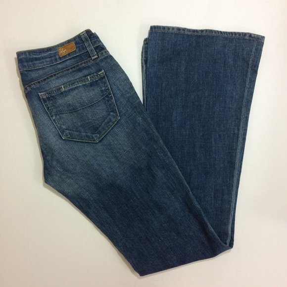 Paige Womens Flare Leg Jeans Sz 27 Low Rise Bell Canyon Bell Bottoms Medium Wash - Picture 6 of 8